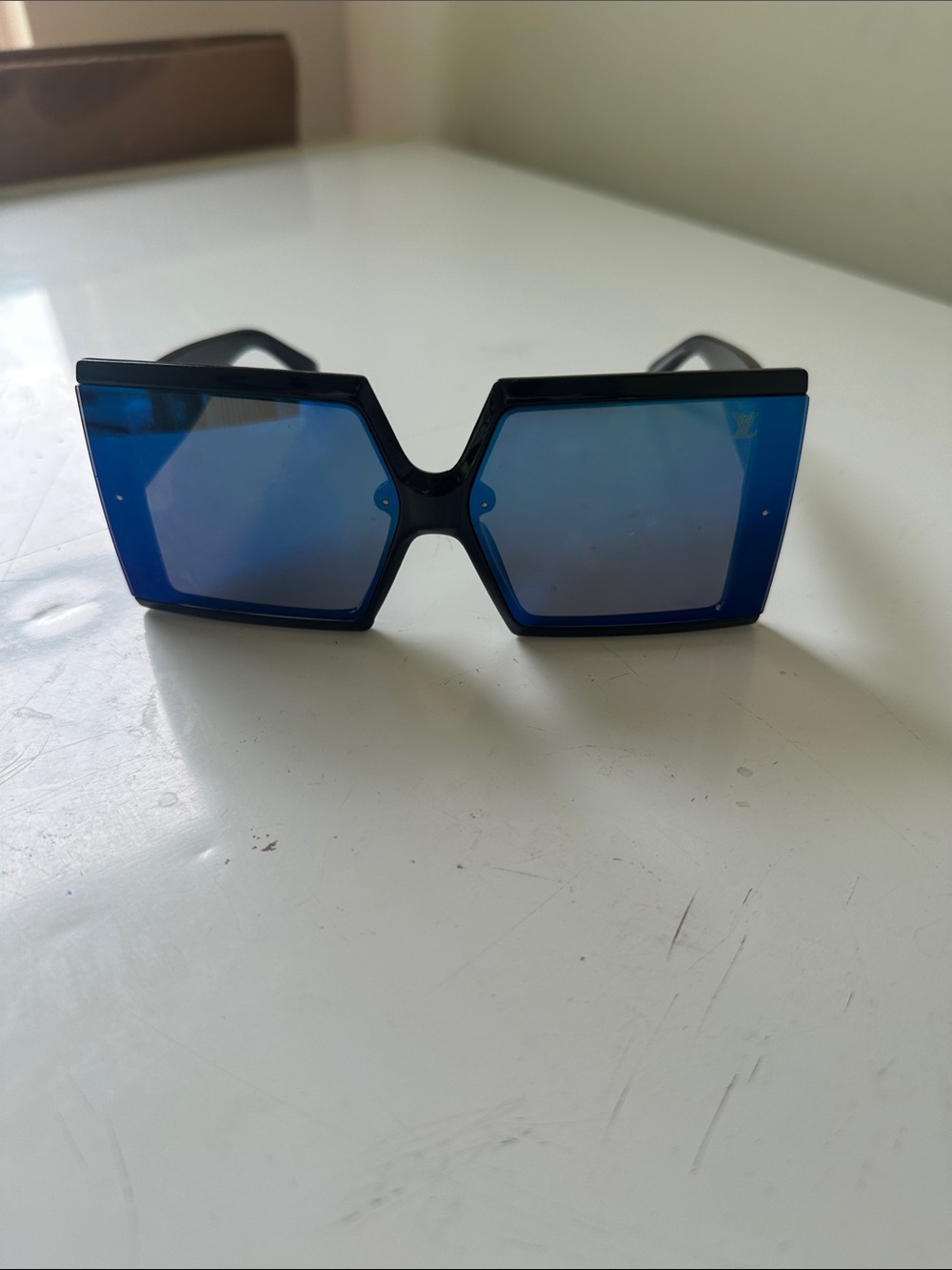 Blue Geometric Oversized Sunglasses